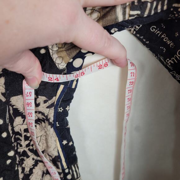 Vintage quilt patchwork coat Size XL black and tan Grandmacore Retro Cottage - Picture 8 of 9